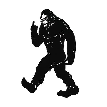 Black Metal Laser Cut Rude Bigfoot Flipping The Bird Wall Sculpture