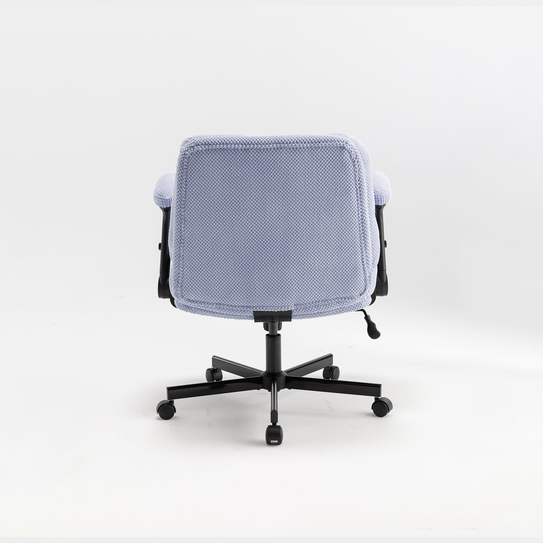 Criss Cross Chair with Flip-up Armrests, Wide Cross Legged Office Chair, Fabric Ergonomic Desk Chair with Wheels, Lumbar Support, Swivel Vanity Chair for Home Office, Bedroom, Study Purple