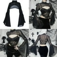 thumbnail image 2 of Aellinatey Women's Long Sleeve Sheer Mesh T-shirt Gothic Black Style Crop Top Tee Shirt, 2 of 20
