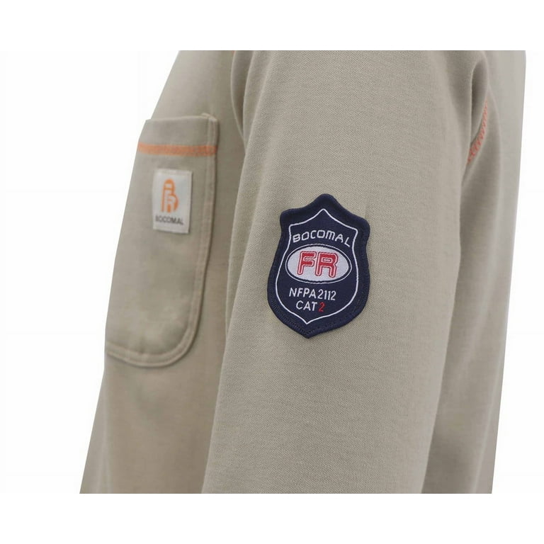 BOCOMAL FR Shirts Flame Resistant Shirts FR T Shirt NFPA2112 CAT2 7oz Men s Long Sleeve Fire Retardant Henley Shirts