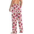thumbnail image 6 of Watercolor Pink Strawberry Mens Pajama Pant Sleep and Lounge Bottons with Pockets, 6 of 7