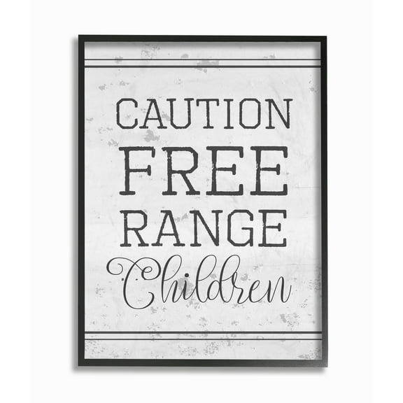 Stupell Caution Free Range Children Framed Giclee Texture Art 16 x 20