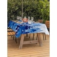 thumbnail image 2 of Outdoor Tablecloth with Umbrella Hole and Zipper, Blue Christmas Rectangle Table Cloth 60x120 Inch Waterproof Tablecloth, Winter Snowflake Abstract Forest Tree Picnic Table Cover for Patio Camping, 2 of 7