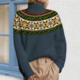 thumbnail image 2 of Women's Turtleneck Sweaters Vintage Boho Printed Long Sleeve Knitted Pullover Shirts Fall Winter Casual Warm Comfy Blouses, 2 of 5