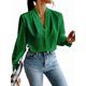 thumbnail image 1 of Blusas de Trabajo para Mujer, Blusas de Larga, Blusas de Oficina con Cuello en V, Blusas de para Mujer Verde L, 1 of 10
