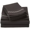 thumbnail image 3 of Luxor Treasures-Executive 3000 MF3000KGSH CLWHBK Executive 3000 Series King Sheet Set, Clouds Embroidery - White & Black, 3 of 7