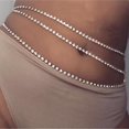 thumbnail image 1 of 1 pieza Cadena de cintura de cristal brillante con diamantes de imitación Cadena de cintura plateada para verano para el vientre Joyas de playa Accesorios de cadena corporal para mujeres y niñas, 1 of 4
