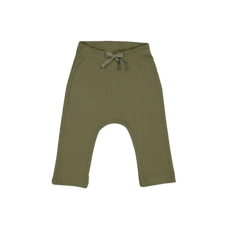 

Haite Newborn Pants Solid Color Trousers Elastic Waist Leggings Party Bottom Home Ribbed Army Green 90