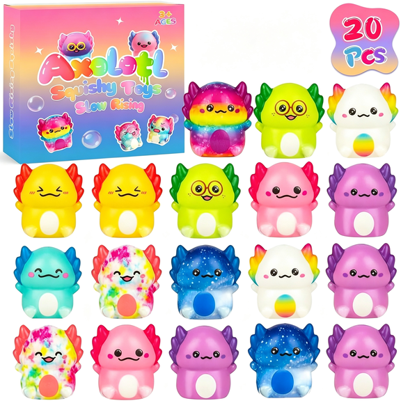 CYFW 20Pack Axolotl Slow Squishy Toys, Axolotl Gifts for Kids Party Favors, Goodie Bag Stuffers, Easter Egg Fillers, Treasure Box Toys for Classroom Prizes, Holiday and Birthday Gifts
