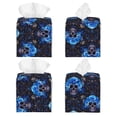 thumbnail image 2 of Sikiie cool blue flower Skull Leather Tissue Box Cover Square, tissue box holder, Tissue Box with Bottom Belt-5.2”x5.2”x5.2”, 2 of 7