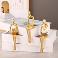 thumbnail image 2 of Estatua de pensador dorado, escultura decorativa abstracta, adorno para mejorar el enfoque, estante para escritorio de oficina, decoración para sala de estar y dormitorio., 2 of 8