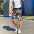 thumbnail image 7 of Bixox Men's Green Tropical Leaves printed lightweight casual shorts, soft sleep shorts with pockets., 7 of 7