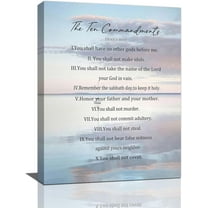 The 10 Commandments Wall Art Ten Commandments Wall Decor Bible Verses Pictures Christian Motivational Quotes Canvas Prints Painting Religious Decorations Framed Artwork for Bedroom 12"x16"