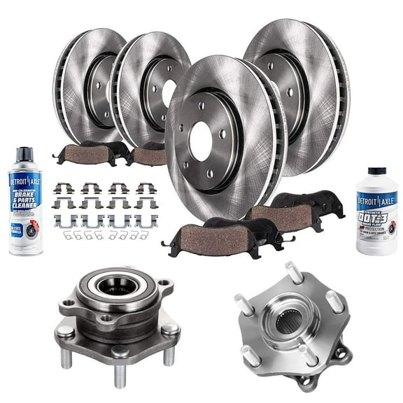 Detroit Axle - Wheel Bearing Hubs Brake Kit for 2014-2019 Nissan Rogue, Wheel Bearing Hubs Front Rear Disc Brake Rotors Ceramic Brake Pads Replacement : 12.60 inch Front Outer