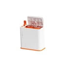 thumbnail image 3 of Bote de basura,Bote de basura delgado con tapa,Caja de almacenamiento estrecha,Papelera de desecho,Papelera de baño para baño,Hogar,Cocina,Sala de est blanco y naranja, 3 of 9