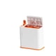 thumbnail image 3 of Cubo de basura, papelera de desecho, prensa , caja de almacenamiento estrecha, cubo de basura delgado para el hogar, cubo de baño para encimer blanco y naranja, 3 of 9