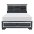 thumbnail image 2 of Rosy Queen Bed- 2 Storage Drawers- Bookcase- Midnight Blue Wood- Chrome, 2 of 6