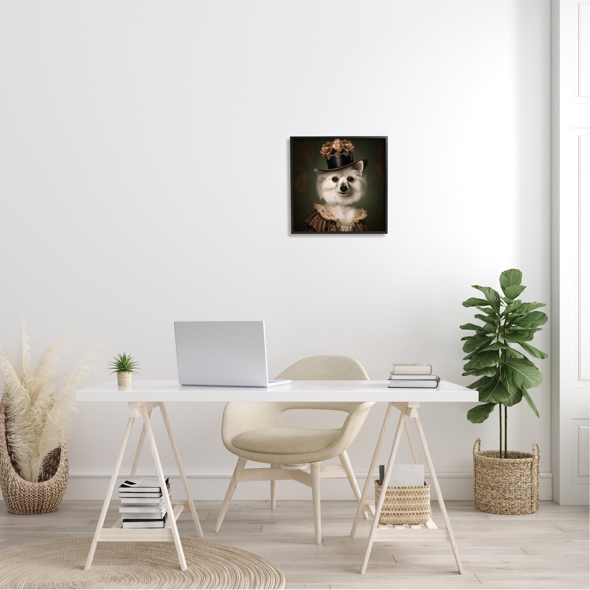 Stupell Industries Vintage Style Dog Portrait Animals & Insects Painting Black Framed Art Print Wall Art, 17 x 17
