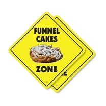 Funnel Cakes (2 Pack) Plastic Crossing Sign - 10 Inch X 10 Inch Xing Sign Gift Food Fair Carnival Dessert Sweet Fried Snack Festival Treat Fun Kids