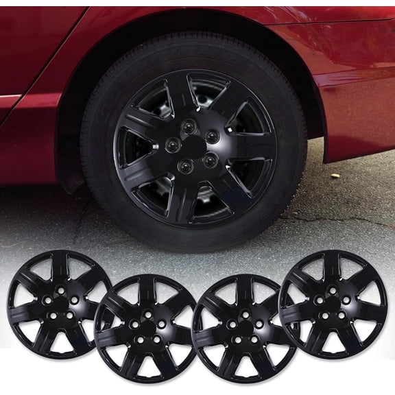 16 inch Hubcap,2006-2011 Civic Sedan Style Wheel Cover,7 Spoke Style aftermarket replacement for 44733-SNE-A10,Black Lacquer