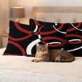 thumbnail image 3 of Red Geometric Outdoor Waterproof Pillow Covers, Vintage Abstract Stripes Aesthetic Art Decorative Rectangle Throw Pillowcase Sofa Cushion Sham for Patio/Couch/Chair, 20"x12" 2 Pack, 3 of 8