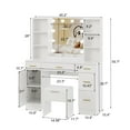 thumbnail image 2 of 56’’ Makeup Vanity Desk with Mirror and LED Lights,Modern Dressing Table with Drawers & Adjustable Shelves, Makeup Table Set with Power Outlet，Cushioned Stool for Bedroom(Brown、white), 2 of 9