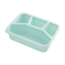 YIKA Tupperware Container Wheats Straw Squares Four Compartments Lunch Box With Transparent Lid Lunch Box Fruit Compartment Refrigerator Fresh Complementary Food Box Kitchen Storage Green