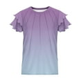 thumbnail image 5 of Delliss Girls T-shirts Ruffle Short Sleeve Summer Gradient Pleated Crewneck Casual Tops Tees Blouses, 5 of 6
