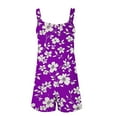 thumbnail image 4 of Womens Linen Jumpsuits Shorts with Pockets Floral Print Knotted Strap Summer Plus Size One Piece Short Rompers S-3X (2XL, Purple 02), 4 of 5