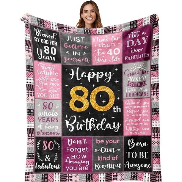 LHSHID 80th Birthday Gifts For Women 80th Birthday Gift Blanket Best Gifts For 80 Year Old 80th Birthday Decorations 80 Year Old Birthday Gifts For Women Birthday Gifts For 80 Year Old 40"x50"