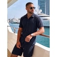 thumbnail image 4 of RICHCOIN Men's 2 Piece Outfits Textured Knit Short Sleeve Button Down Shirts and Shorts Old Money Casual Sets, 4 of 7
