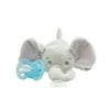 Philips Avent Ultra Soft Snuggle Pacifier Holder with Detachable Pacifier, Elephant, 0-6M, SCF348/03