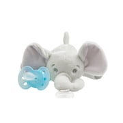 Philips Avent Ultra Soft Snuggle Pacifier Holder with Detachable Pacifier, Elephant, 0-6M, SCF348/03