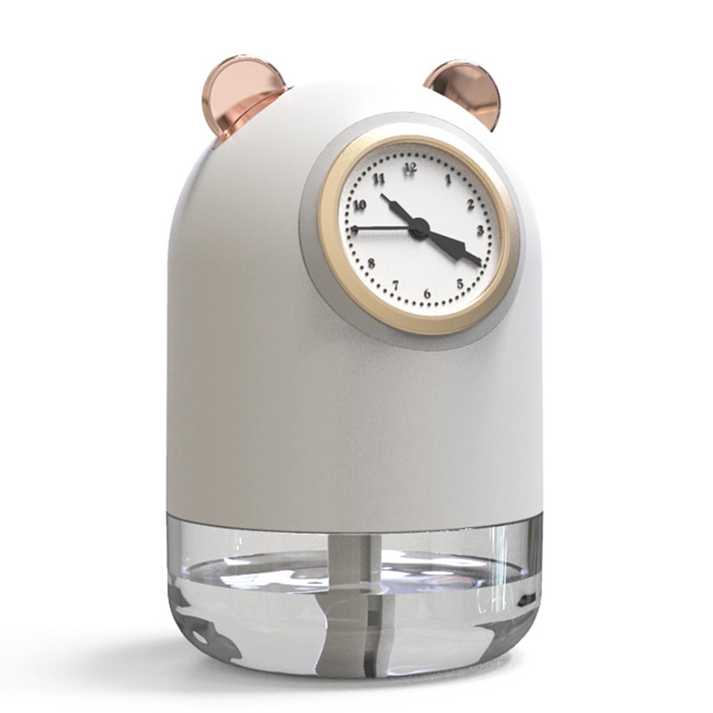 Fyeme Clock Humidifiers with USB Air Humidifier Diffuser Alarm Clock, Humidifier with Alarm Clock USB for Baby Bedroom Travel Office Home, Portable Mini Humidifier