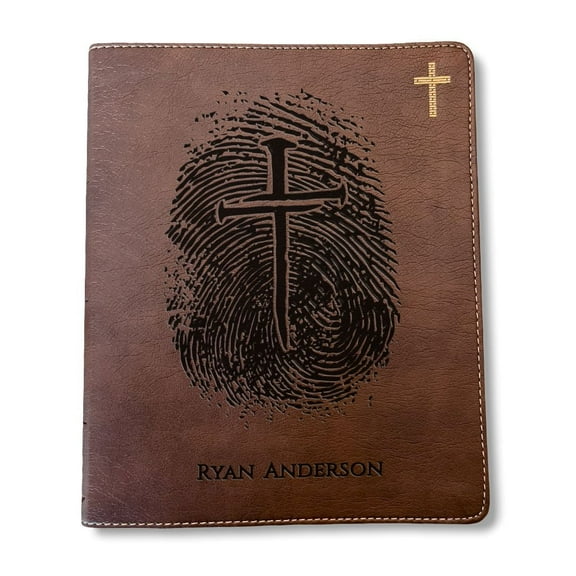Personalized NIV Bible, Custom Engraved Fingerprint & Cross Bible with Name, NIV Journaling Bible, Gift for Baptism, Wedding, Confirmation