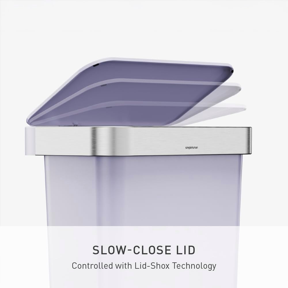 simplehuman 12 gal Plastic Rectangular Kitchen Step Trash Can With Liner Pocket, Lilac