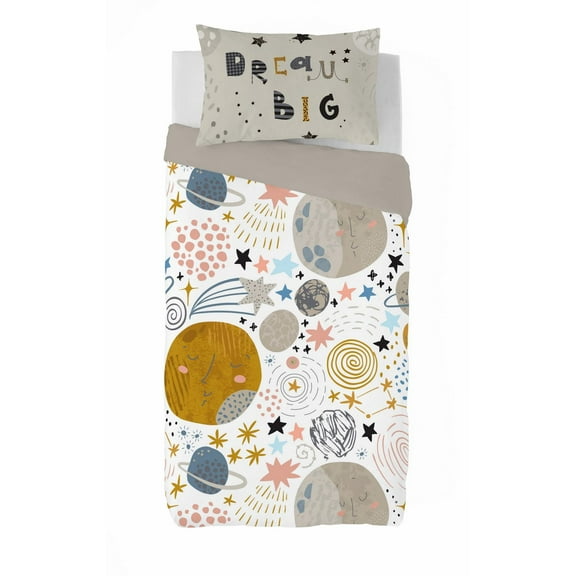 Ensemble de housse de couette Perseo de Gouchee Home – Literie réversible en coton 2 pièces sur le thème de l'espace