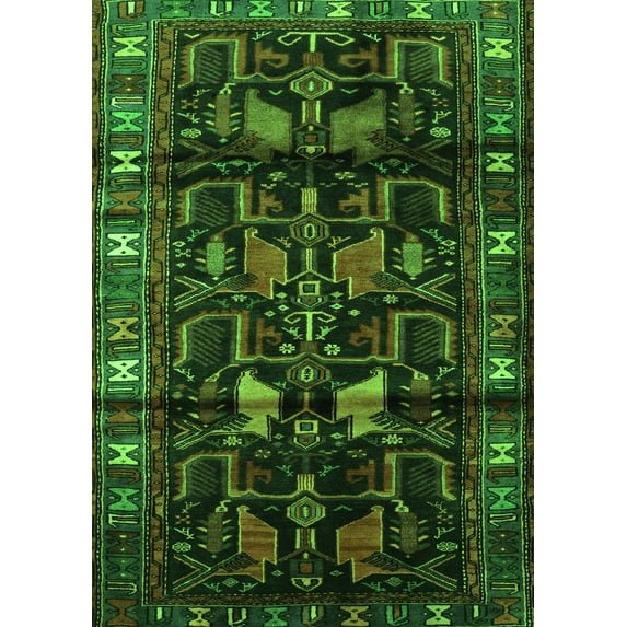 Ahgly Company Indoor Rectangle Persian Green Traditional Area Rugs, 2' x 5'