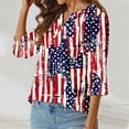 thumbnail image 4 of HADST Womens Tops 3/4 Sleeve - 4th of July Shirts Button V Neck Slim Tops Loose Fitting Tops for Women, 4 of 5