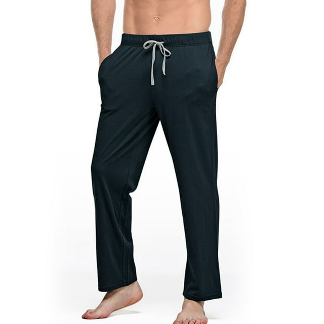 Men's Daily Casual Home Full Length Pant with Mid Rise Solid Workday Trousers for Everyday Comfort and Practical Pockets