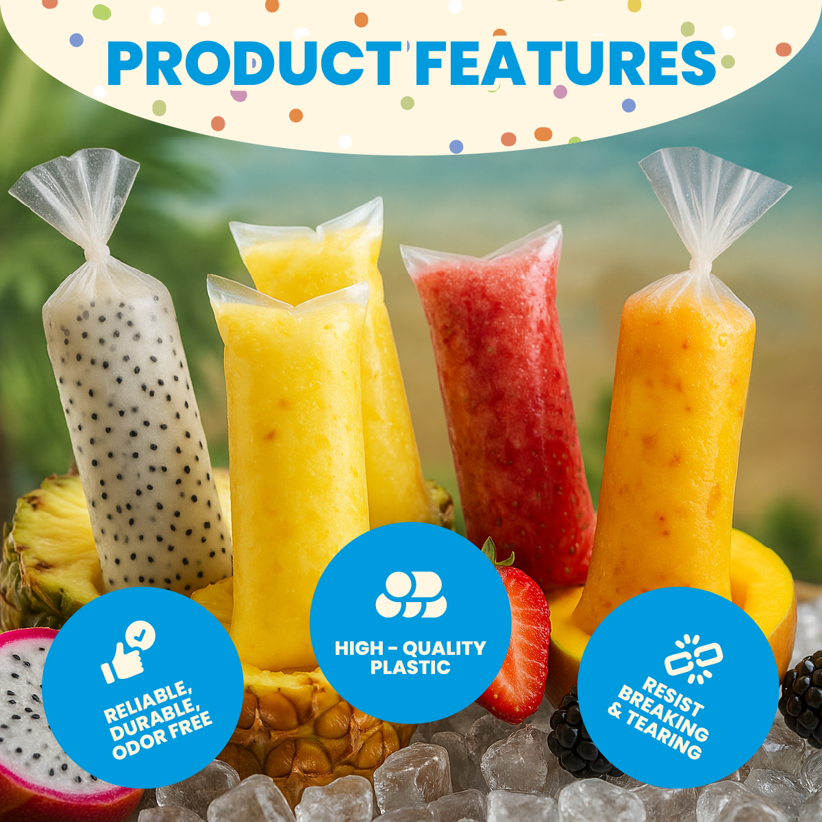 De Mi Pais Topogigios Ice Cream Plastic Bags, for Bolis & Popsicles, 100-Count, 20-Pack