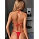 thumbnail image 4 of Conjunto de lencería sexy para mujer, ropa interior hueca Love de tres puntos, color rojo, 4 of 5