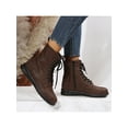 thumbnail image 5 of Woobling Womens Slip Resistant Short Bootie Lace Up Leather Booties Outdoor Fashion Flat Ankle Boots Dark Brown 7.5, 5 of 9