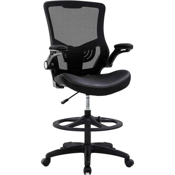 XF XINFENG 250lbs Drafting Chair Tall Office Chair with Lumbar Support Footrest Ring Flip up Arms for Standing Desk, Swivel Rolling Mesh Chair Height Adjustable Drafting Stool for Bar