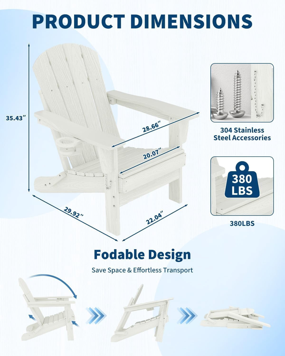 GOGRANT Adirondack Chairs, Chairs, White