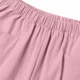 thumbnail image 4 of AOOCHASLIY Women Summer Elastic Waist Pocket Cotton Linen Shorts Pants, 4 of 4