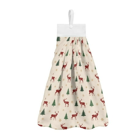 

ZIATUBLE Xmas Snowflakes Deer Hand Towels for Kitchen Decorative Dish Hand Towel Lightweight Hanging Dish Towels Set 2 Piece with Hanging Loop Hand Towels for Bathroom Dish Hand Towel