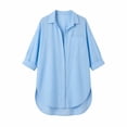 thumbnail image 6 of Qzwdhjm Womens Linen Button Down Shirts Collared Long Sleeve Oversized Tops Solid Lightweight Casual Tees Summer Beach and Resort Cover Up for Women, 6 of 6