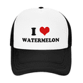 thumbnail image 2 of I Heart Watermelon Love Food Funny Trucker Hat Baseball Cap Unisex Black, 2 of 5