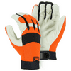 Pair of Extra Large Bald Eagle Hi-Visibility Pigskin Mechanics Gloves Farmer Bob's Parts 2152HV X LG CARDED